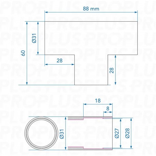 Piesa in forma de T de conexiune tubulatura de scurgere de sub ruloata pentru apa gri