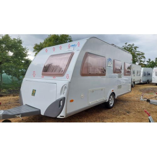 Șină din aluminiu cu canelură pentru bandă de umplere. Lungime 6 m. Utilizate la rulotele Knaus - Tabert