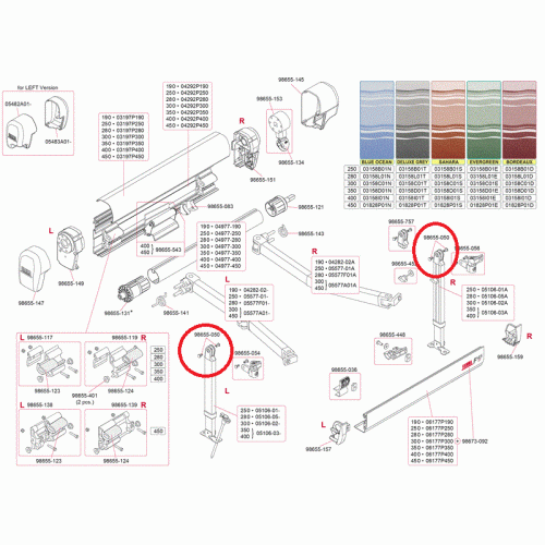 Kit de piese pentru capătul piciorului de la copertina Fiamma F45TI L/ F45 L