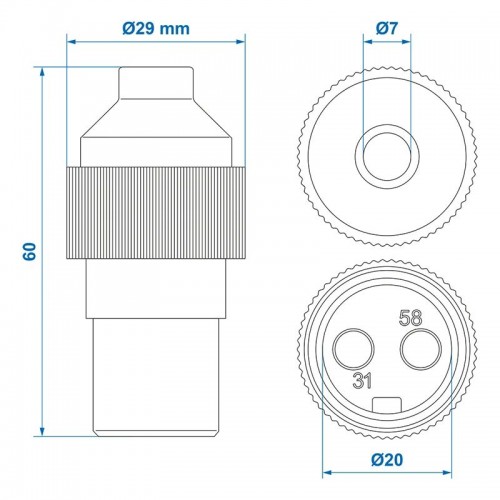 Fișă PVC (stecher) cu 2 pini pentru 12v sau 24 v