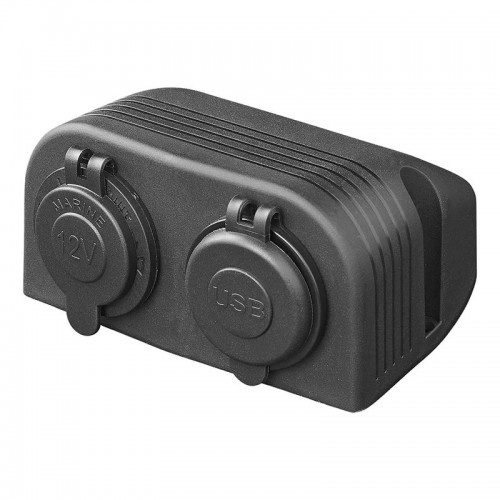 Priza 12v + priza USB A+C cu rama de aplicare pe  mobilierul rulotei sau autorulotei