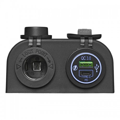 Priza 12v + priza USB A+C cu rama de aplicare pe  mobilierul rulotei sau autorulotei