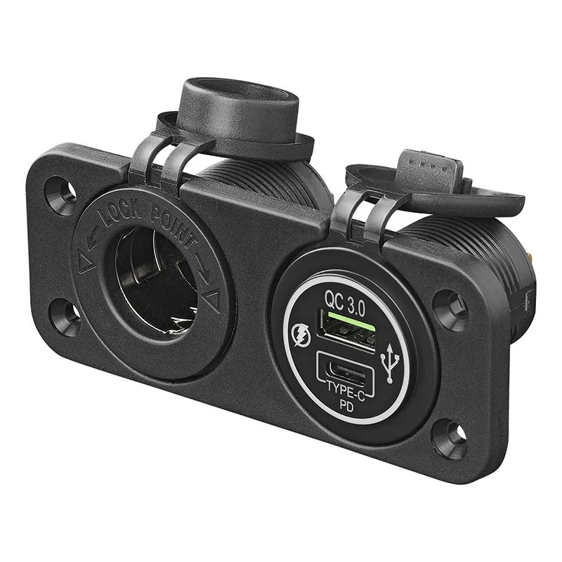 Priza 12v + priza USB A+C cu rama de incastrare