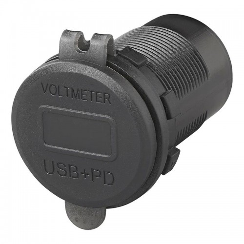 Priză USB triplă cu 2x tip A și 1x tip C + voltmetru cu capac de protectie