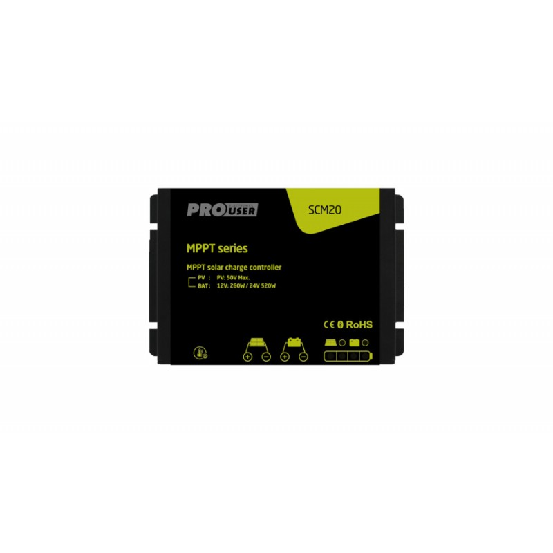 Regulator MPPT 20 A Pro-Usercu BLUETOOTH   pentru panouri fotovoltaice